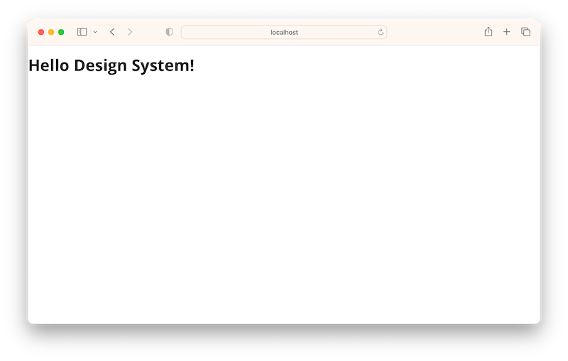 A Rails application showing Hello Design System! and using Open Sans as the typeface