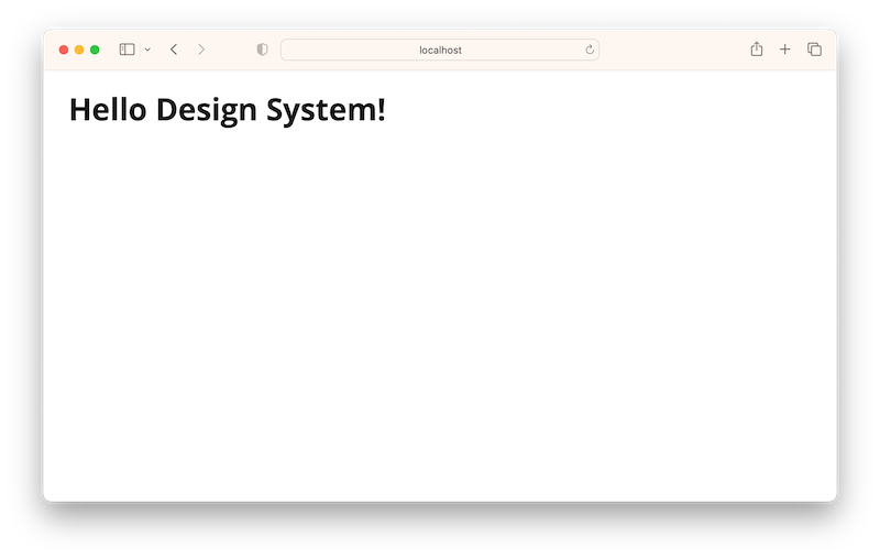 A Rails application showing Hello Design System! with a basic application layout